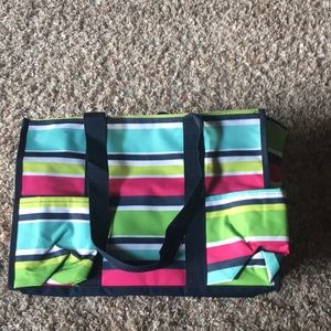 Thirty-One Striped Tote Bag - Blue, Green, Pink